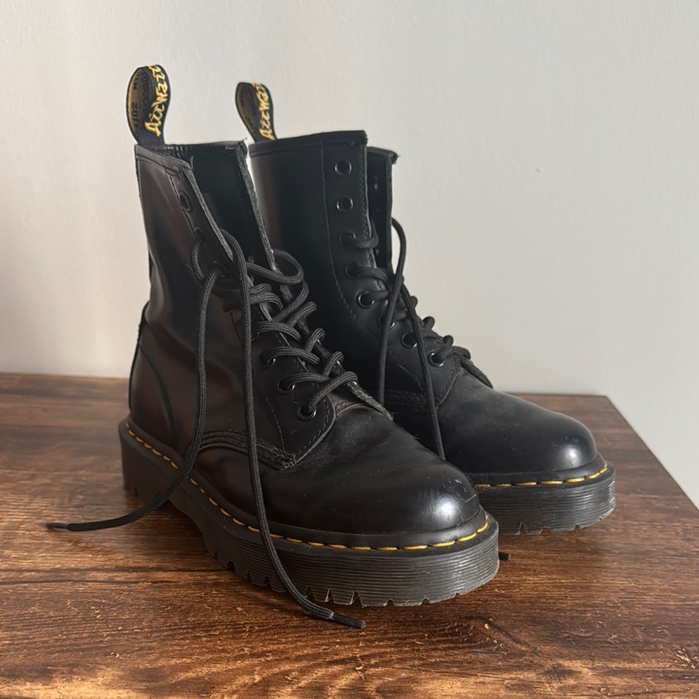 Dr. Martens Black Combat Moto Boots with Chunky Sole